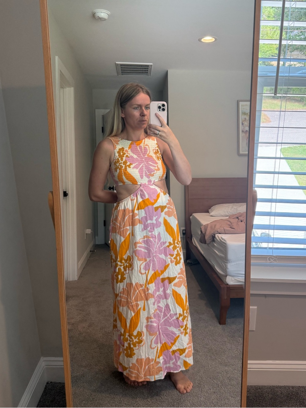 Sabo Sleeveless Pink & Yellow Floral Maxi Dress size XS